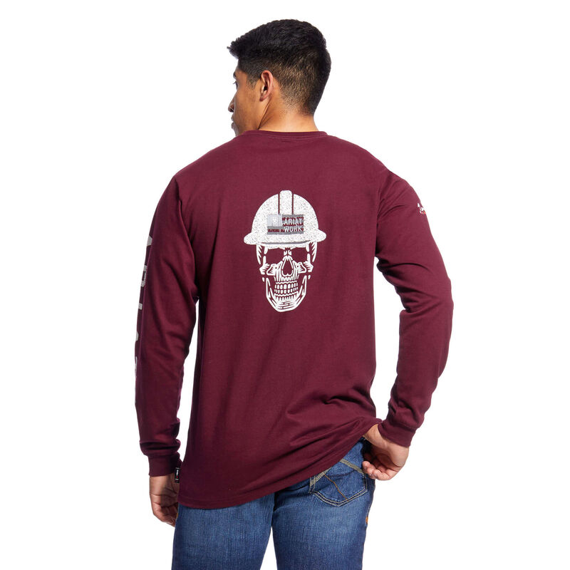 Ariat T-Shirts Herren - Fr Roughneck Skull Logo DunkelRot ( MBNEH-7165 )